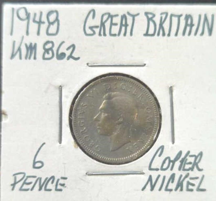 1948 Great Britain coin six pence