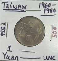 Uncirculated Taiwan coin 1960 to 1980