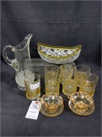 Vintage EAPG Yellow Trimmed Glassware