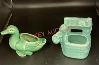 Vintage, mini glazed planters(duck stamped USA,