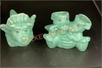 Dinosaur mini turquoise, glazed planters