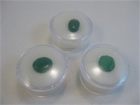 Three Green Emeralds In Cases