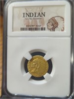 Slabbed 1908 Indian Head $2.50 gold tone token