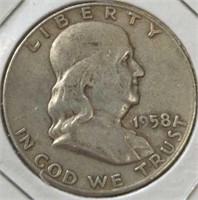 Silver 1958D Franklin half dollar