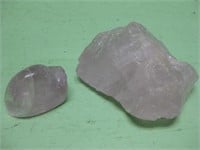 Two Pink Quartz Crystals - 218 Grams