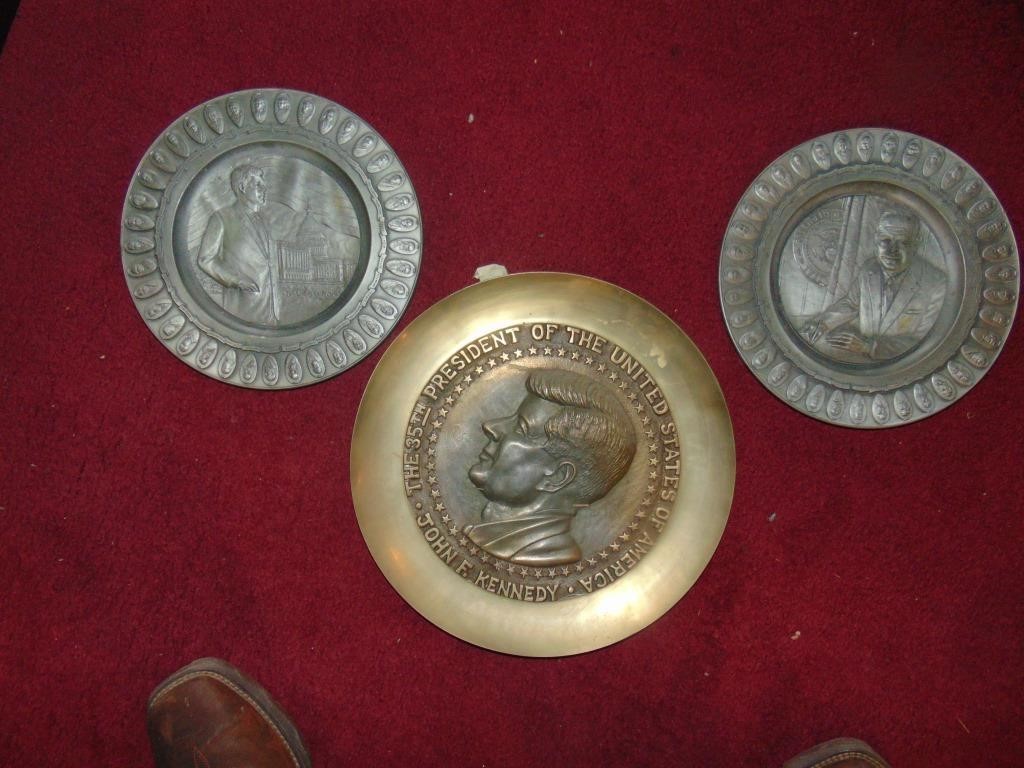 Brass & Pewter Presidential Collector Plates
