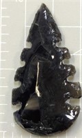2" serrated edge obsidian glass arrowhead