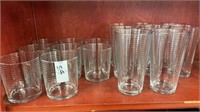 Glassware - tall ribbed glass- set of 8 & small