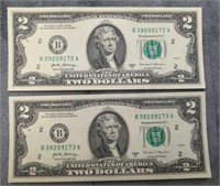 $4 consecutive serial number. Uncirculated $2