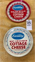 Vintage- Sanitary dairy lids- 4 cream colored & 1