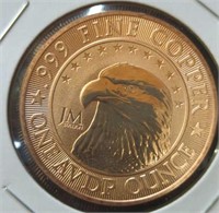 1 oz fine copper coin eagle