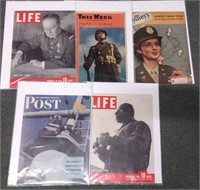 5 1940s Magazine Covers! POST Life WWII - Lot 1