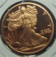 1 oz fine copper coin walking liberty