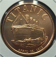 1 oz fine copper coin titanic