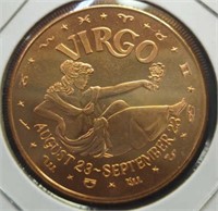 1 oz fine copper coin Virgo zodiac coin