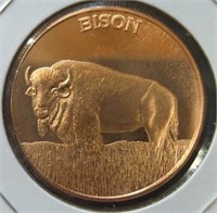 1 oz fine copper coin bison