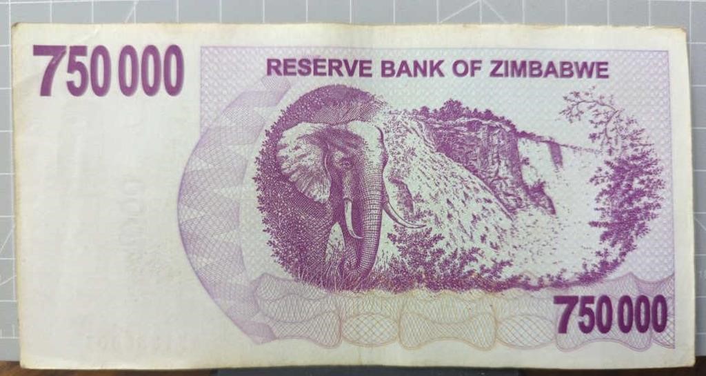 $750000.00 Zimbabwe bank note