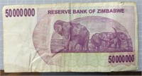 $50000000.00 Zimbabwe bank note