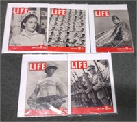 5 1940s "LIFE" Magazine WWII Covers- Lot 2