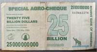 $25000000000.00 Zimbabwe bank note