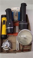 Bar clamp, flash lights, safety hasp, misc. items