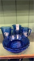 Shirley Temple Cobalt Blue Glass Breakfast Set
