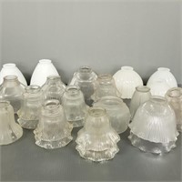 26 antique glass shades incl. pattern, milk,