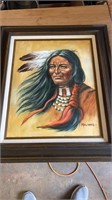 Native American Indian Painting on Board