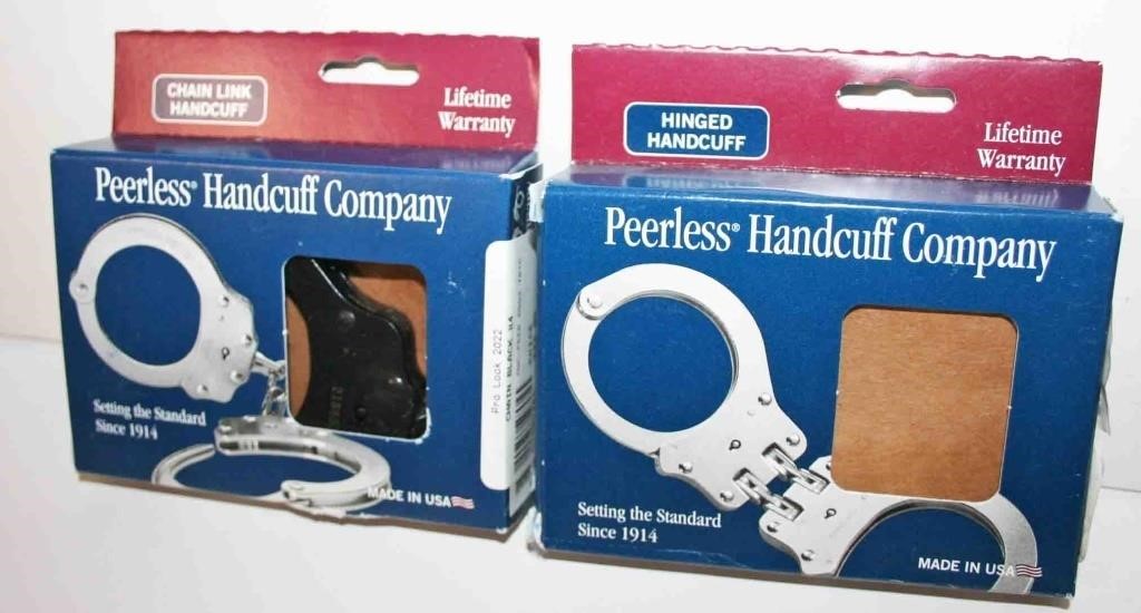 (2) Pair Peerless Handcuff Co. Hinged Handcuffs