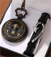 One Piece Anime Luffy Pocket watch & bracelet