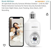 AlkiVision 2K Light Bulb Security Cameras