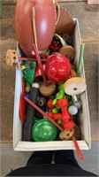 Foot ball and Box of kid toys