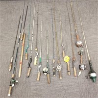 Group of antique & vintage fishing rods & reels