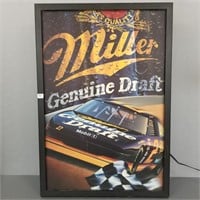 Lighted Miller Draft racing sign - 22" x 32"