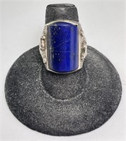 Vintage Large Blue Lapis Ring 10 Grams Size 7.25