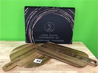 Large Acacia Wood Cheeseboard Set
