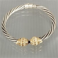 Hinged sterling & 14K gold bangle bracelet set