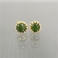 14K gold & jade earrings; 6mm