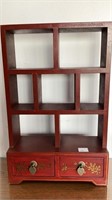 Small Asian style Knick-nak shelf with 2 drawers,