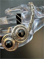 Sterling silver onyx jewelry lot