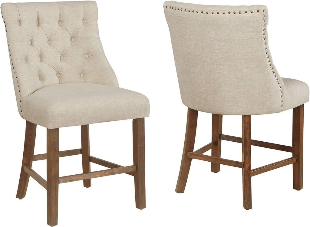 (4) Debra 2PK Of Walnut Linen Fabric Chairs