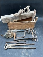 Vtg Hand Tools & Wood Box