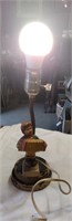 Cute 1950s German Boy Chalk Lamp! 11" Tall WORKS!