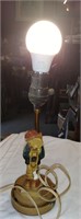 Cute 1950s German Girl Chalk Lamp! 11" Tall WORKS!