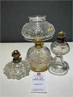 3 VTG Clear Glass Oil Lamps