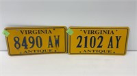 (2) Virginia Antique tags
