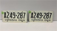 Pair 1969 VIRGINIA  license plates: A249-287