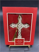 Lenox White Porcelain w/ Gold Trim Cross Ornament