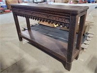 Reclaimed Wood Carved Console Table