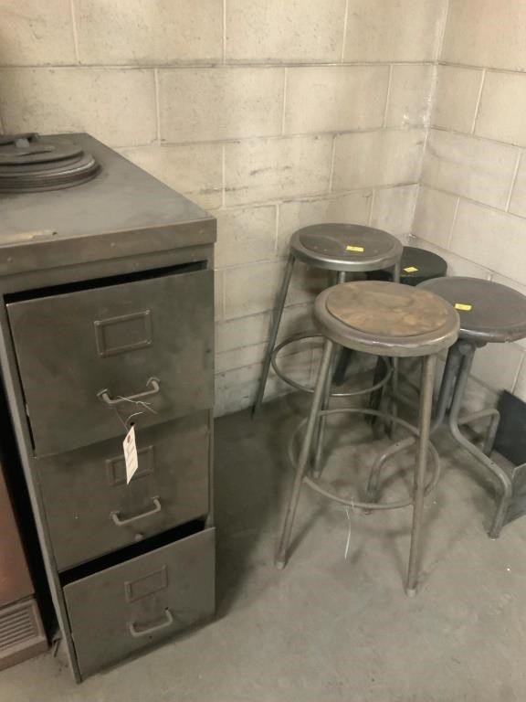 metal filing cabinet cut off wheels and stools